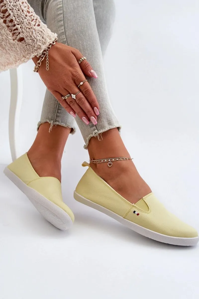 Best Evento Tenisówki Trampki Slip-On Damskie Żółte Adrancia Żółty