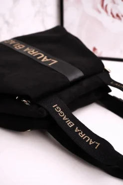 Torba Shopper Na Ramię LAURA BIAGGI Zamszowa Czarna Torebki Klasyczne