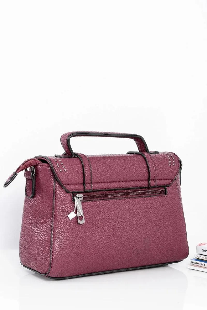 Torebki Kuferki>Boto Torebka Damska Listonoszka Kuferek Dżety Bordowa