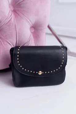 Discount Boto Torebka Damska Mała Kuferek Złote Nity Czarna