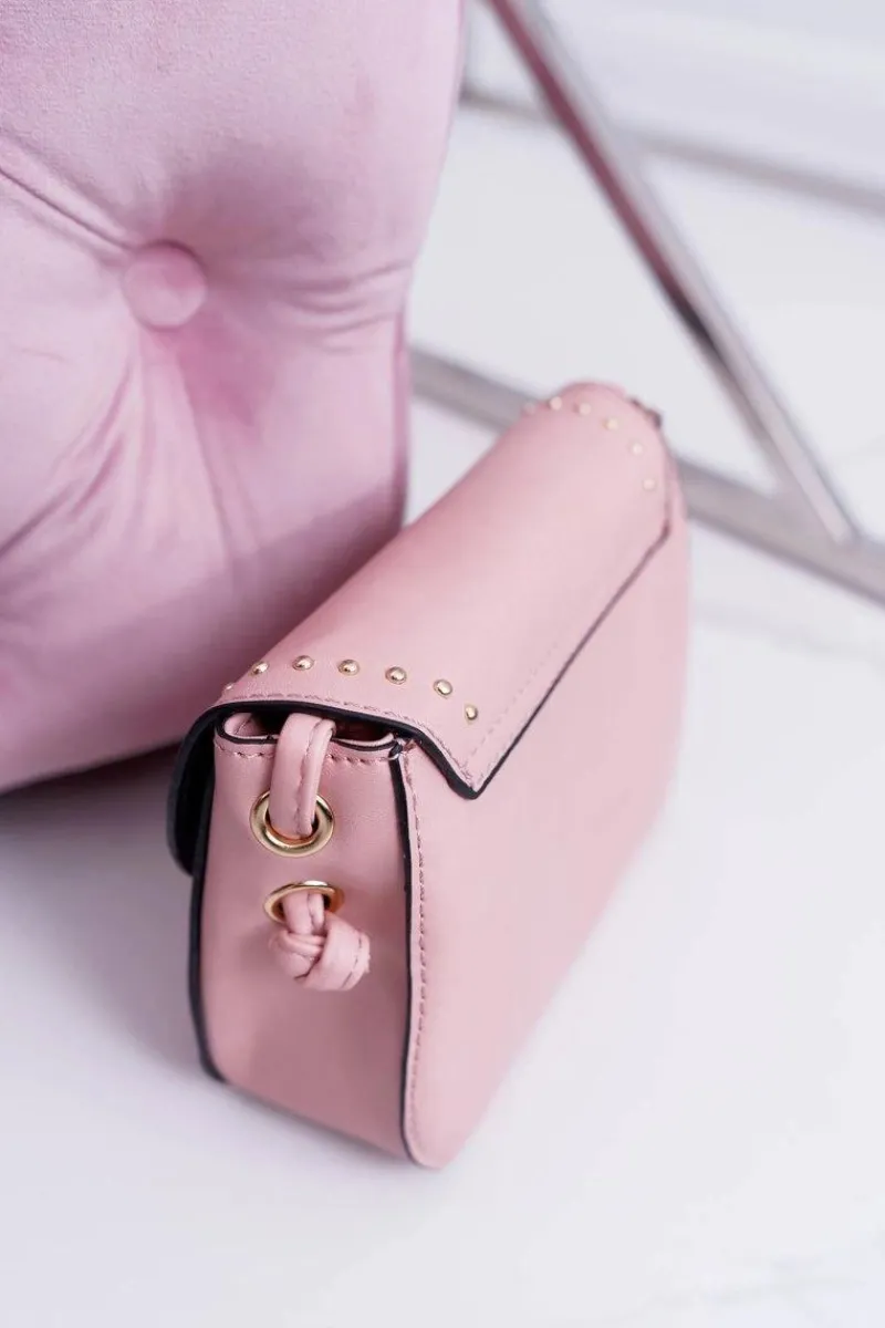 Torebki Kuferki>Boto Torebka Damska Mała Kuferek Złote Nity Różowa