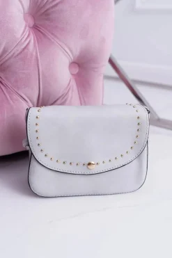 Torebki Kuferki>Boto Torebka Damska Mała Kuferek Złote Nity Szara