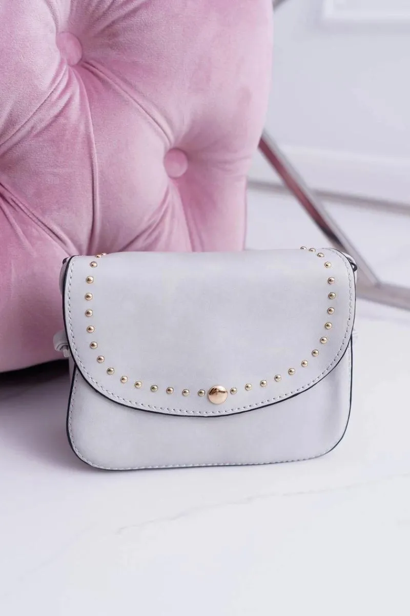 Torebki Kuferki>Boto Torebka Damska Mała Kuferek Złote Nity Szara