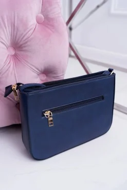 Torebka Damska Na Ramię Granatowa Złota Literka V Torebki Klasyczne