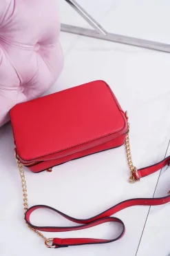 Boto Torebka Damska Na Ramię Ze Złotym Łańcuszkiem Czerwona