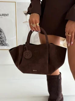 Sale Torebka Damska Shopper Z Eko Zamszu Big Star SS574002 Brązowa Torebki Klasyczne