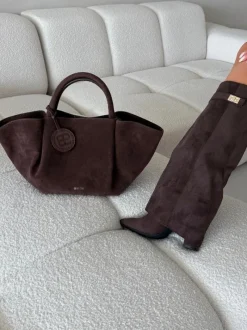 Sale Torebka Damska Shopper Z Eko Zamszu Big Star SS574002 Brązowa Torebki Klasyczne