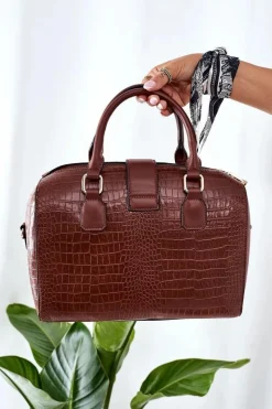 Hot Nobo Torebka Kuferek Do Ręki L1440 Brązowa