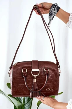 Hot Nobo Torebka Kuferek Do Ręki L1440 Brązowa