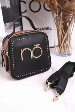 Best Torebka Kuferek Listonoszka NBAG-J0860-C020 Czarna Beżowa Torebki Nobo|Torebki Kuferki