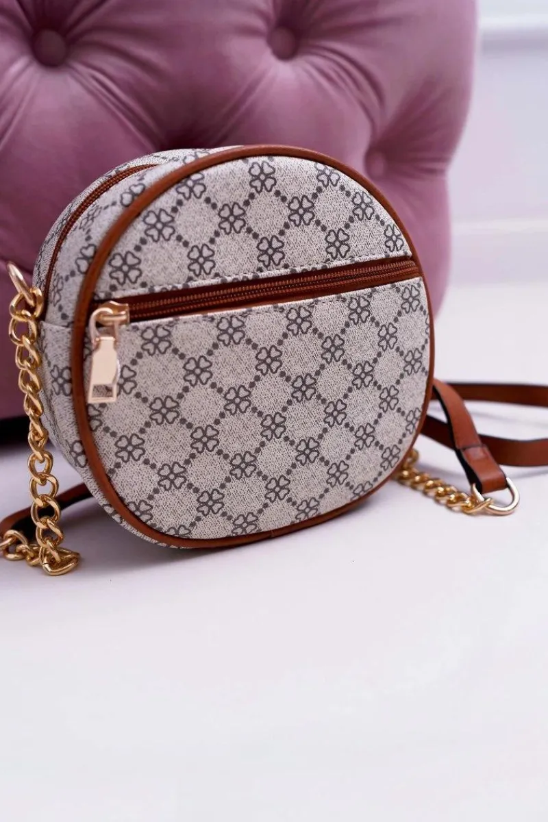 Torebki Kuferki>Boto Torebka Kuferek Okrągły Beżowo Brązowy