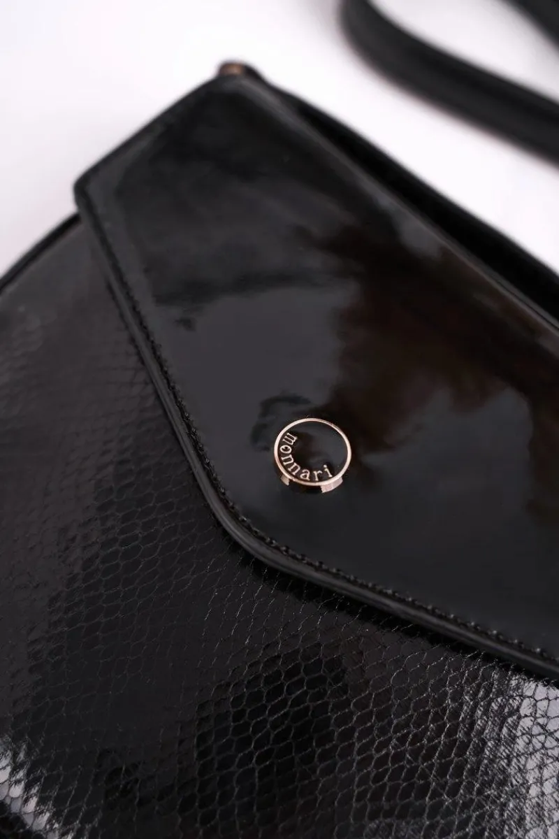 Torebki Monnari|Listonoszki>Monnari Torebka Listonoszka BAG5710-M20 Czarna Lakierowana