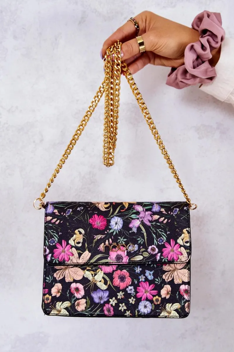 Outlet Torebka Listonoszka NBAG-M1070-CM02 Czarna W Kwiaty Torebki Nobo|Torebki Kuferki