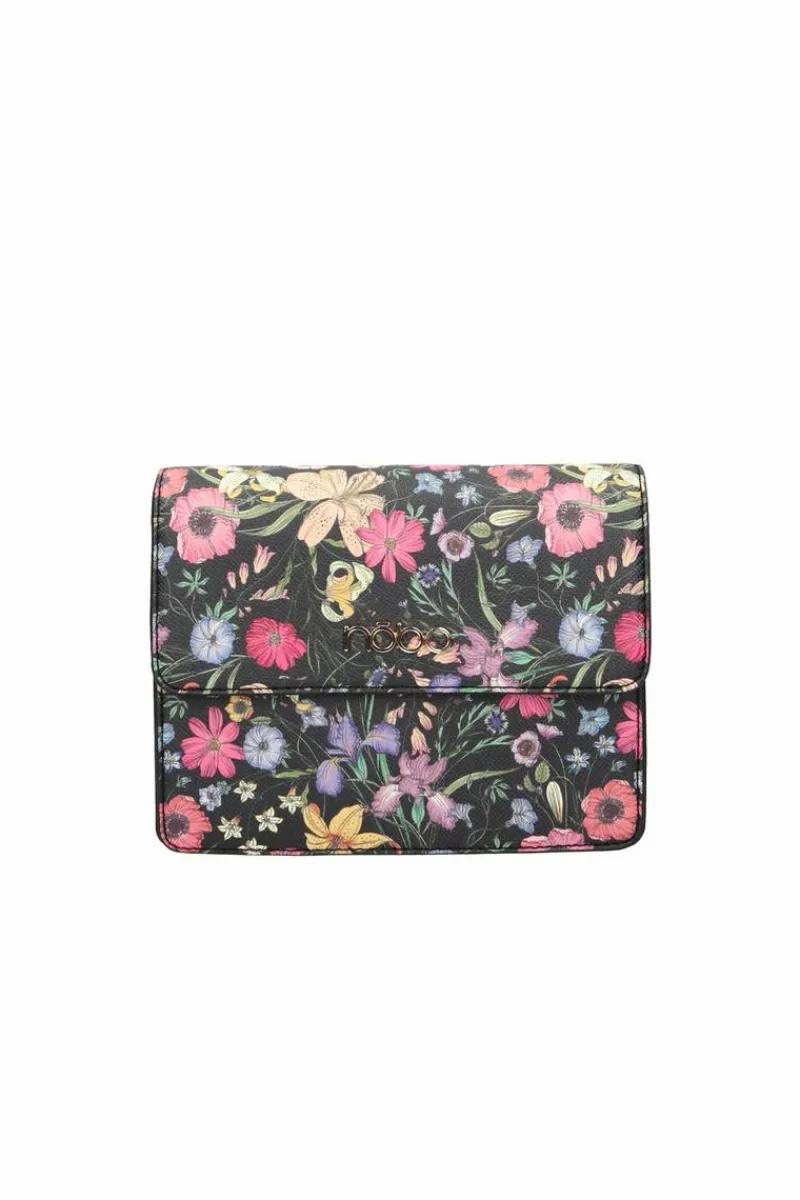 Outlet Torebka Listonoszka NBAG-M1070-CM02 Czarna W Kwiaty Torebki Nobo|Torebki Kuferki