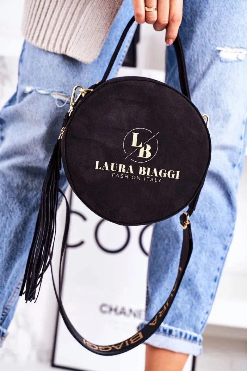 Torebki Klasyczne|Listonoszki>Boto Torebka Listonoszka Okrągła Z Frędzlami LAURA BIAGGI Czarna