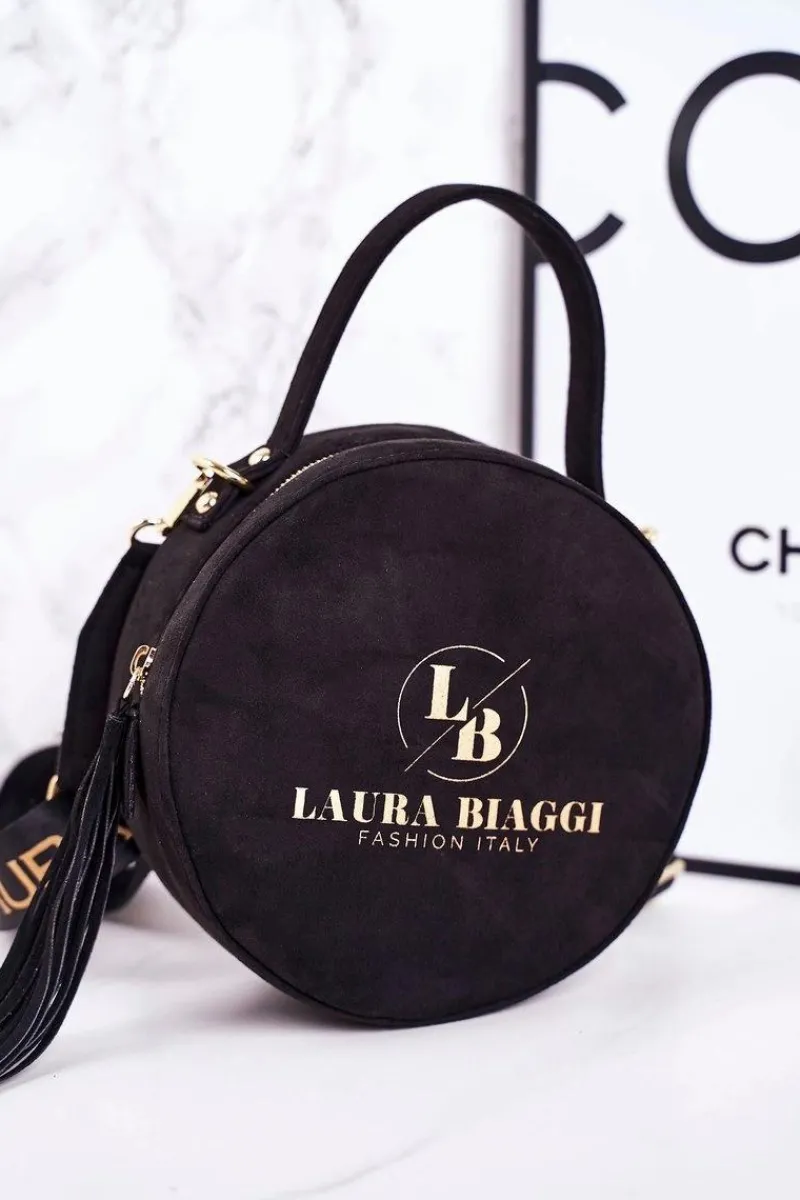 Torebki Klasyczne|Listonoszki>Boto Torebka Listonoszka Okrągła Z Frędzlami LAURA BIAGGI Czarna