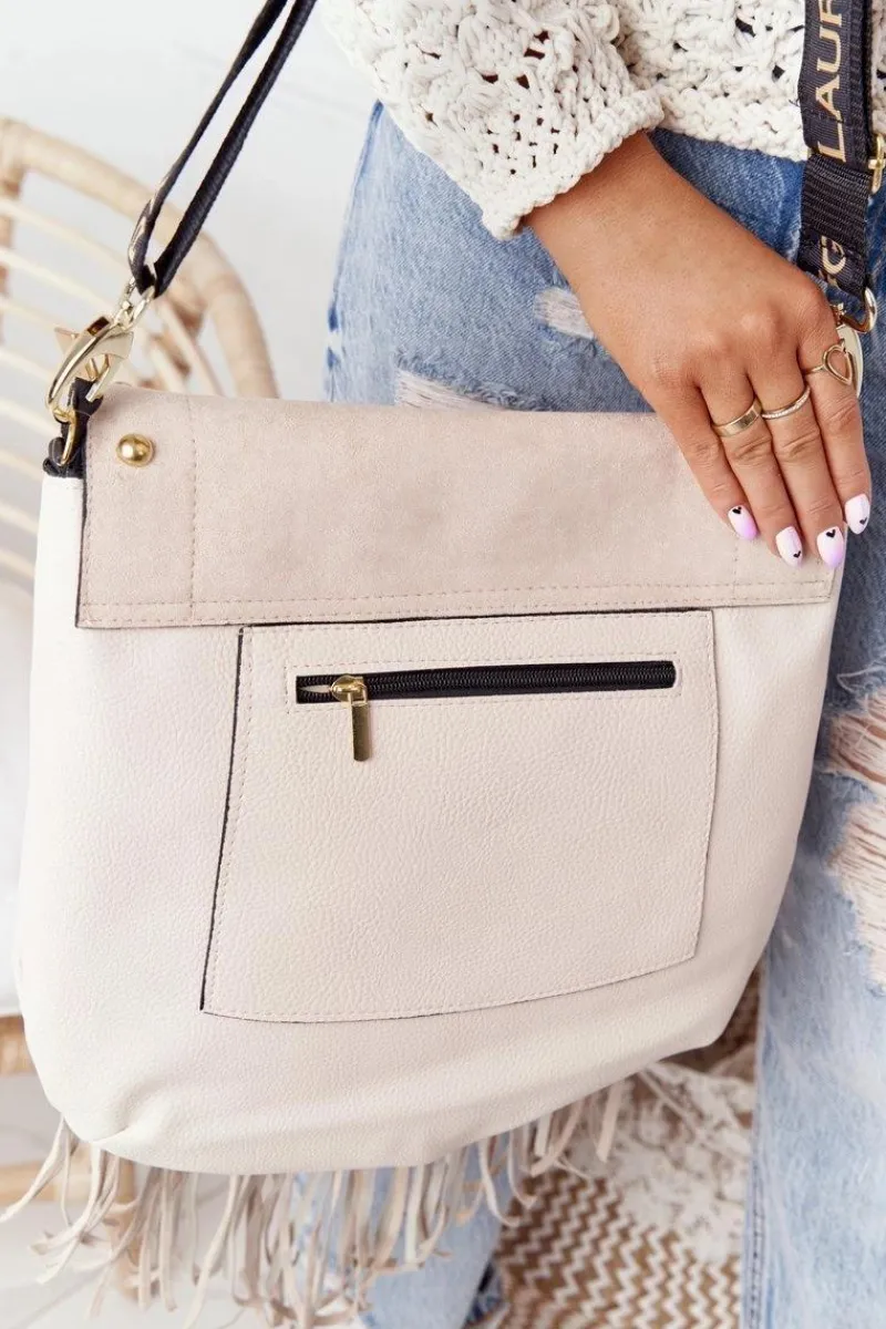 Torebki Klasyczne|Listonoszki>Boto Torebka Listonoszka Z Frędzlami LAURA BIAGGI Beżowa