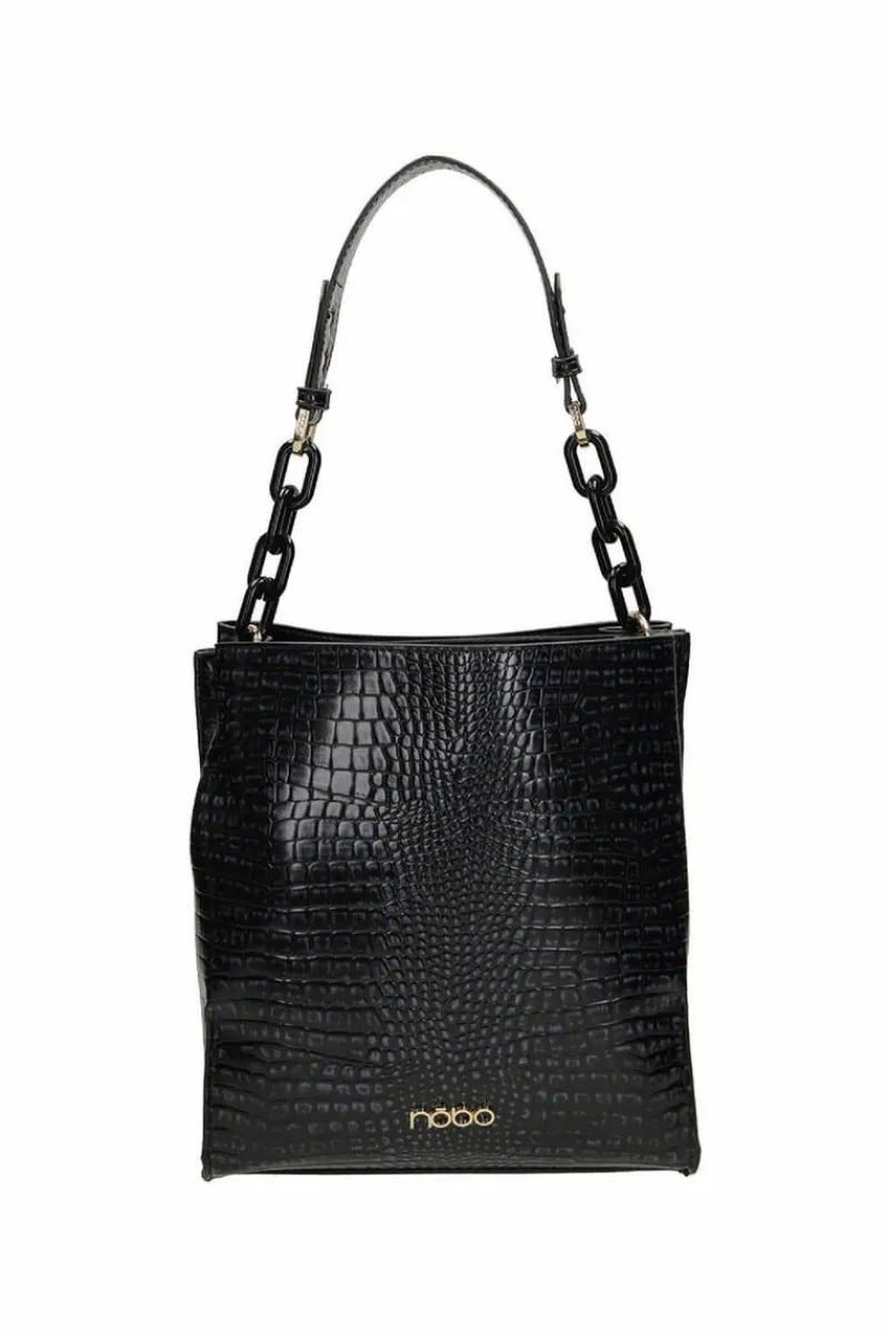 New Torebka Na Ramię Wężowa M0120-C020 Czarna Torebki Nobo|Listonoszki