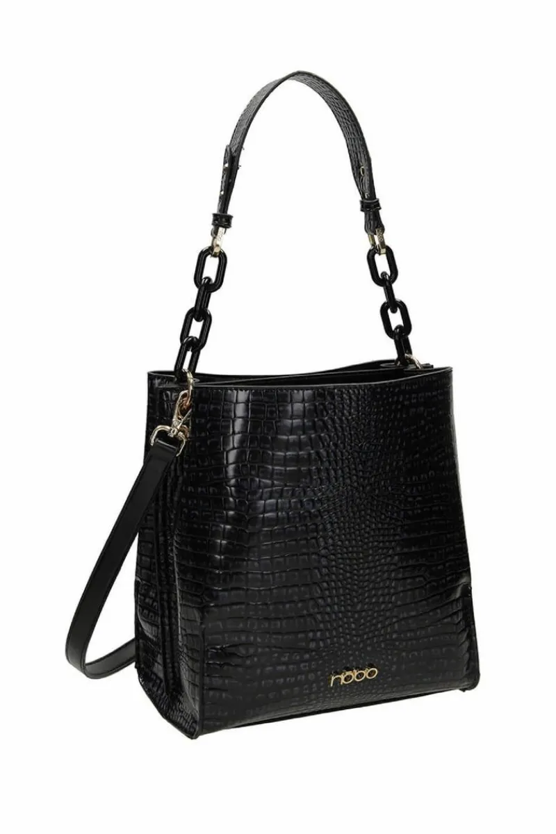 New Torebka Na Ramię Wężowa M0120-C020 Czarna Torebki Nobo|Listonoszki
