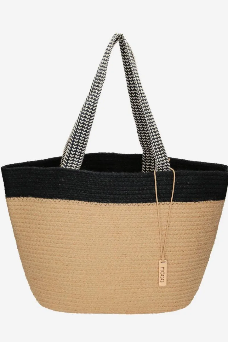 Torebki Plażowe|Torebki Nobo>Nobo Torebka Plażowa Koszyk XP0400-C020 Beżowo-Czarna