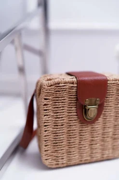 Best Torebka Pleciona Kuferek Sznurkowy Ellisa Camel Torebki Kuferki