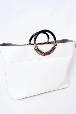 Discount Torebka Shopper Do Ręki K3520 Biała Torebki Nobo|Torebki Klasyczne
