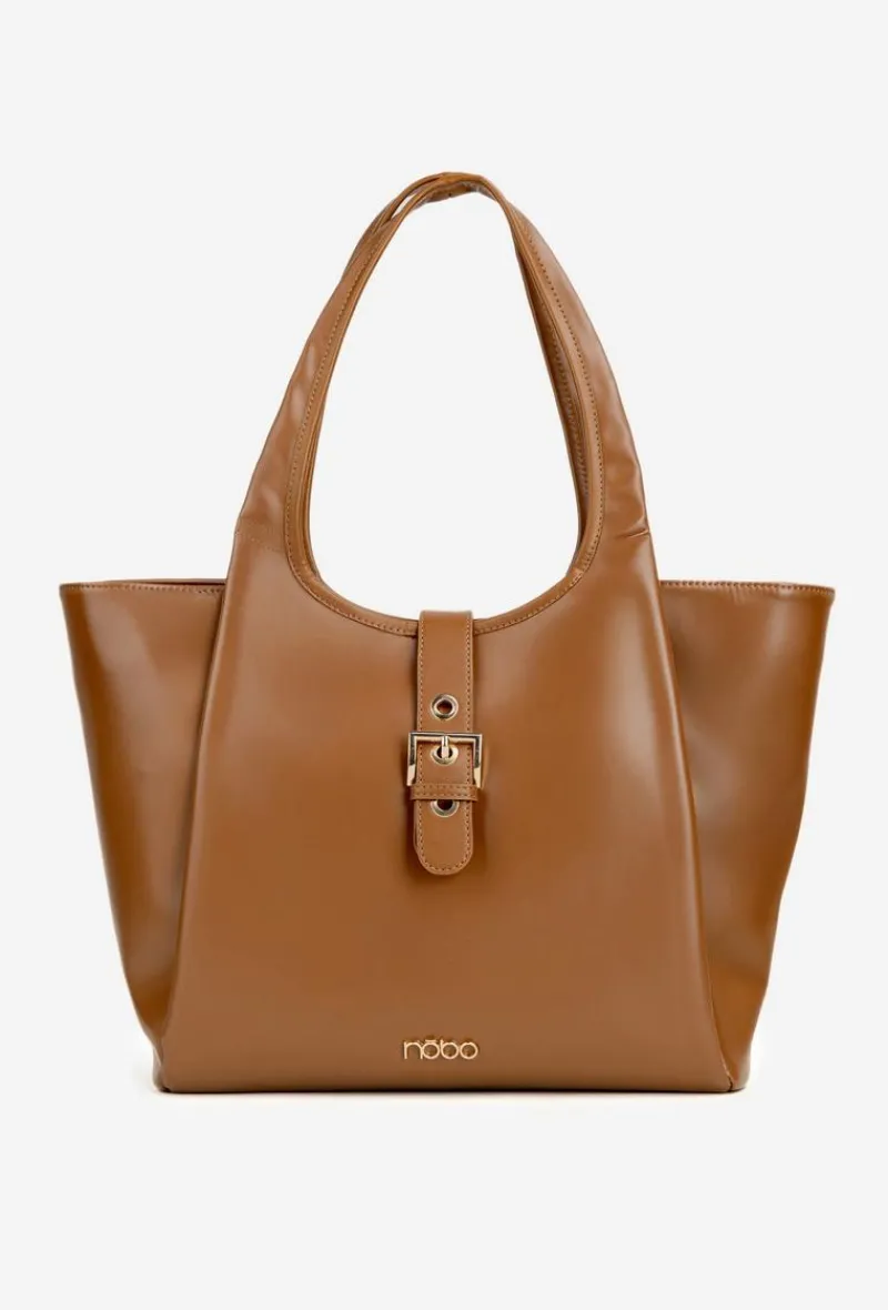 Online Torebka Shopperka Z Klamrą BAG6010-017 Jasnobrązowa Torebki Nobo|Torebki Klasyczne