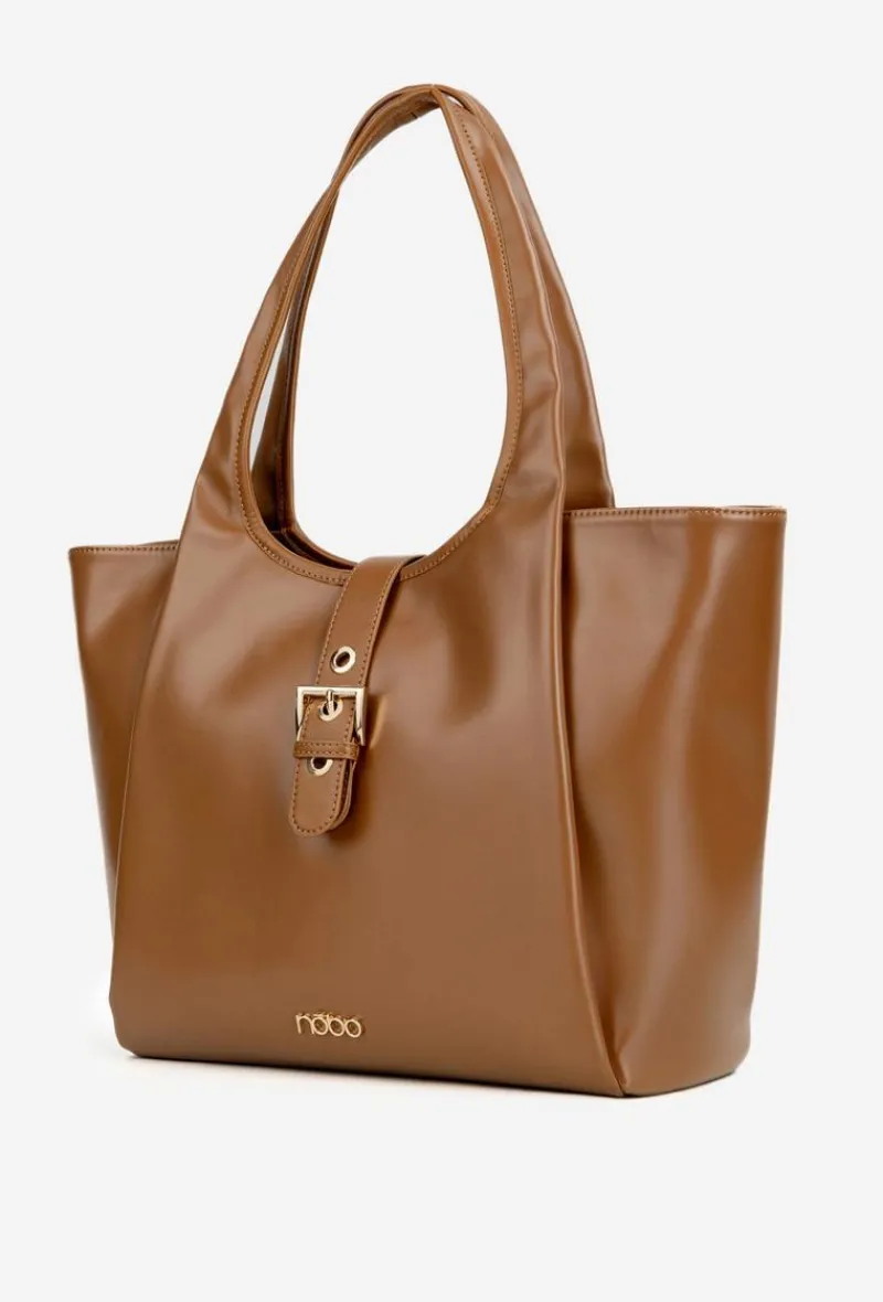 Online Torebka Shopperka Z Klamrą BAG6010-017 Jasnobrązowa Torebki Nobo|Torebki Klasyczne