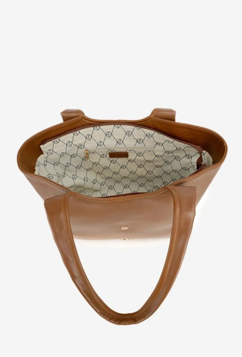 Online Torebka Shopperka Z Klamrą BAG6010-017 Jasnobrązowa Torebki Nobo|Torebki Klasyczne