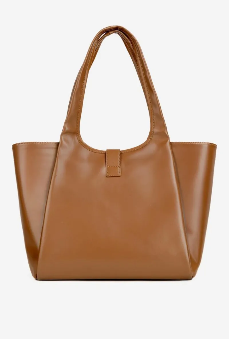 Online Torebka Shopperka Z Klamrą BAG6010-017 Jasnobrązowa Torebki Nobo|Torebki Klasyczne