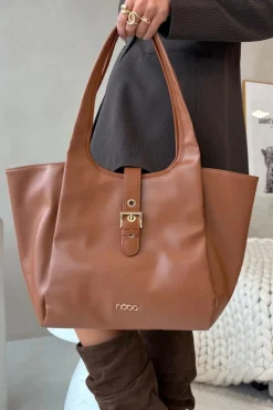 Online Torebka Shopperka Z Klamrą BAG6010-017 Jasnobrązowa Torebki Nobo|Torebki Klasyczne