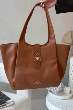 Online Torebka Shopperka Z Klamrą BAG6010-017 Jasnobrązowa Torebki Nobo|Torebki Klasyczne