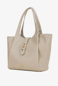 Hot Nobo Torebka Shopperka Z Klamrą BAG6010-015 Jasnobeżowa Beżowy