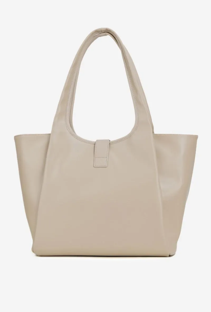 Hot Nobo Torebka Shopperka Z Klamrą BAG6010-015 Jasnobeżowa Beżowy