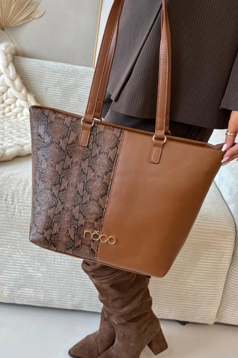 New Nobo Torebka Shopperka Zwierzęcy Wzór BAG5740-M17 Brązowa Brązowy