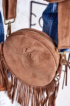 Best Boto Torebka Skórzana Okrągła Z Frędzlami Boho LAURA BIAGGI Beżowa