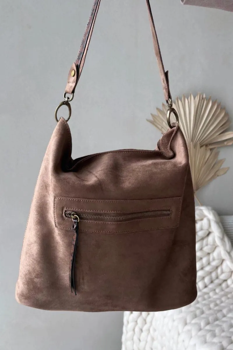 Boto Torebka Z Eko Zamszu Beżowa Deliane Beżowy