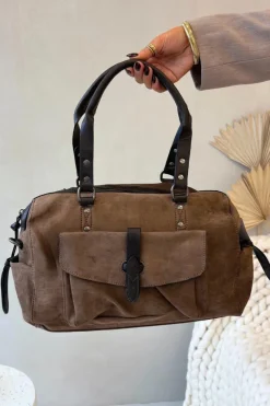 Sale Torebka Z Eko Zamszu Ciemnobeżowa Gressa Torebki Klasyczne