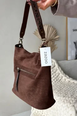 Best Boto Torebka Z Eko Zamszu Czekoladowa Deliane Brązowy