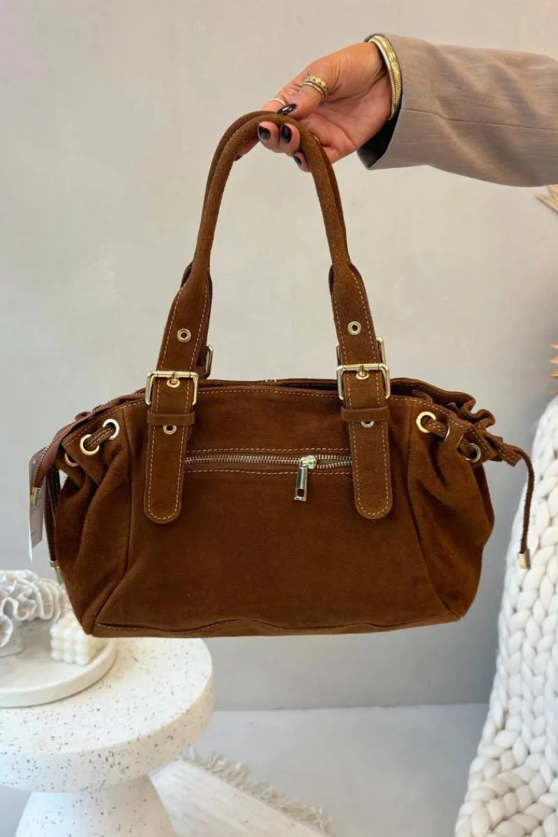 Torebki Klasyczne>Boto Torebka Z Naturalnego Zamszu Camel Danira