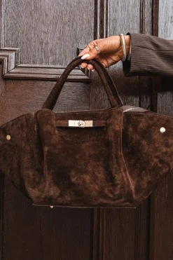 Torebki Klasyczne>Boto Torebka Z Naturalnego Zamszu Czekoladowa Fiorenza Brązowy