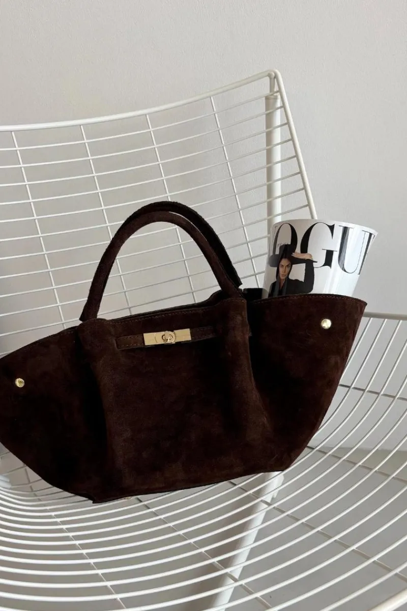 Torebki Klasyczne>Boto Torebka Z Naturalnego Zamszu Czekoladowa Fiorenza Brązowy