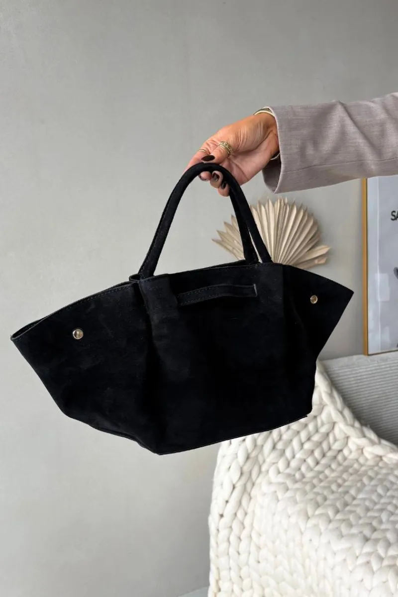 Torebki Klasyczne>Boto Torebka Z Naturalnego Zamszu Czarna Fiorenza Czarny