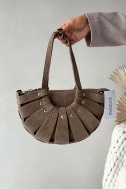 Outlet Torebka Z Naturalnego Zamszu Beżowa Marivane Torebki Klasyczne