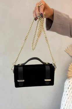 Discount Boto Torebka Z Naturalnego Zamszu Z Łańcuszkiem Czarna Nivra