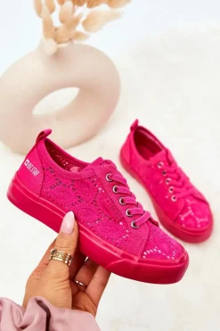 Sale Trampki Ażurowe Big Star JJ374007 Różowe Dzieci Dziewczęce