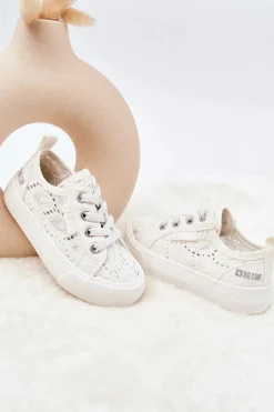 Outlet Trampki Ażurowe Big Star JJ374134 Białe Dzieci Dziewczęce