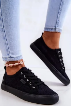 Trampki Damskie Big Star|Trampki Damskie Niskie>Big Star Shoes Trampki Ażurowe BIG STAR JJ274064 Czarne