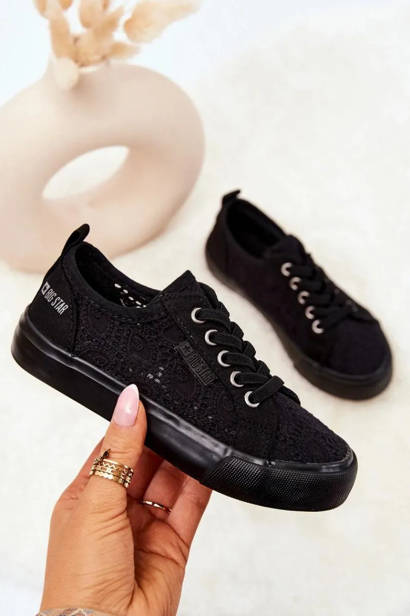 Best Big Star Shoes Trampki Ażurowe Big Star JJ374011 Czarne Czarny