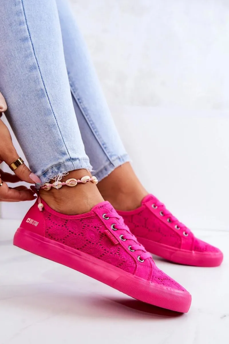 Trampki Damskie Big Star|Trampki Damskie Niskie>Big Star Shoes Trampki Ażurowe BIG STAR JJ274060 Różowe